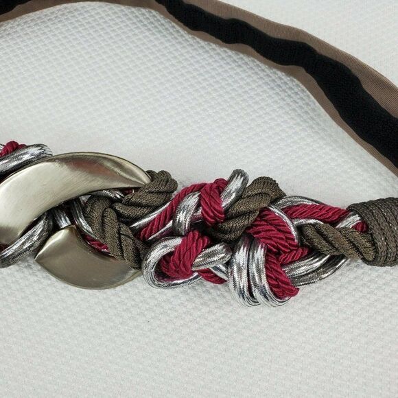 Vintage 80\'s Designer Carolyn Tanner Statement Belt Silver Brown Red Metal main image 5